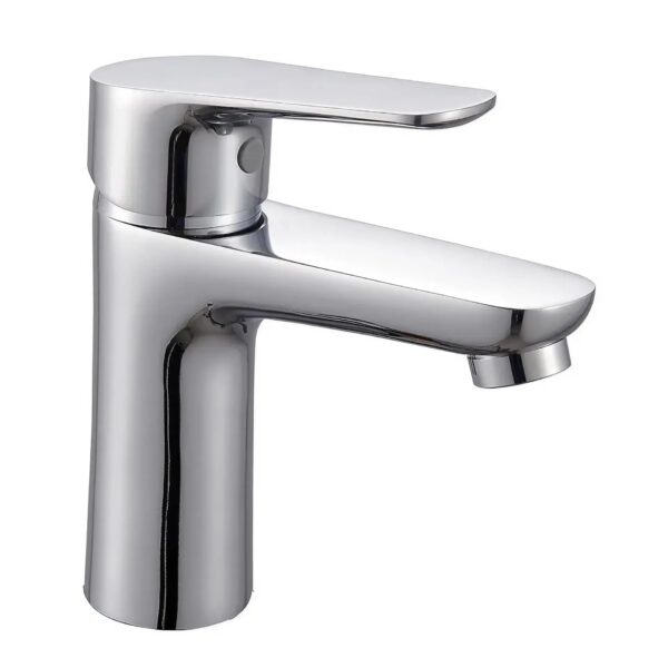 Brass mixer faucet with glossy chrome finish
