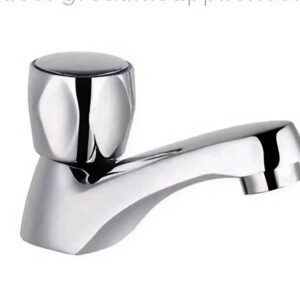 Brass faucet with glossy chrome finish